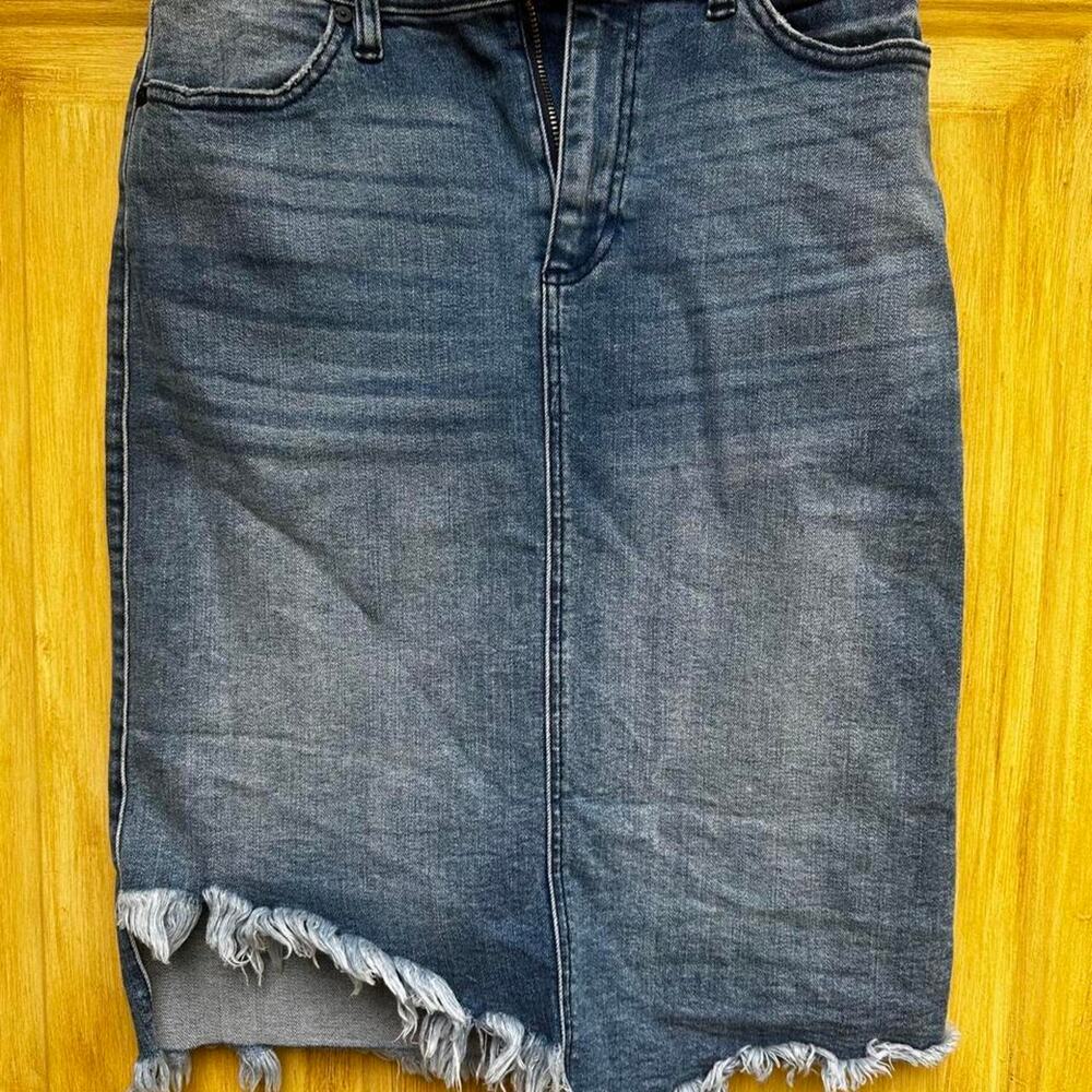 KanCan Y2K Distressed Denim Mini Skirt Frayed Hem Women's Small MIDI